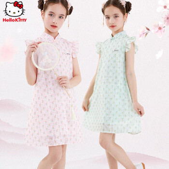 HelloKitty女童连衣裙儿童国风裙中大童女孩旗袍夏洋气 HelloKitty女童连衣裙儿童国风裙中大童女孩旗袍夏洋气